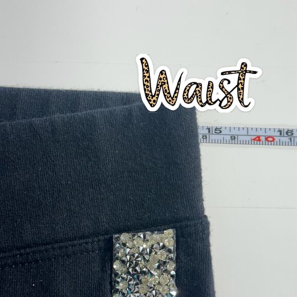 Express Womens Black Rhinestone Side Stripe Leggings Size M Sparkly Stretch Pant - Picture 6 of 7